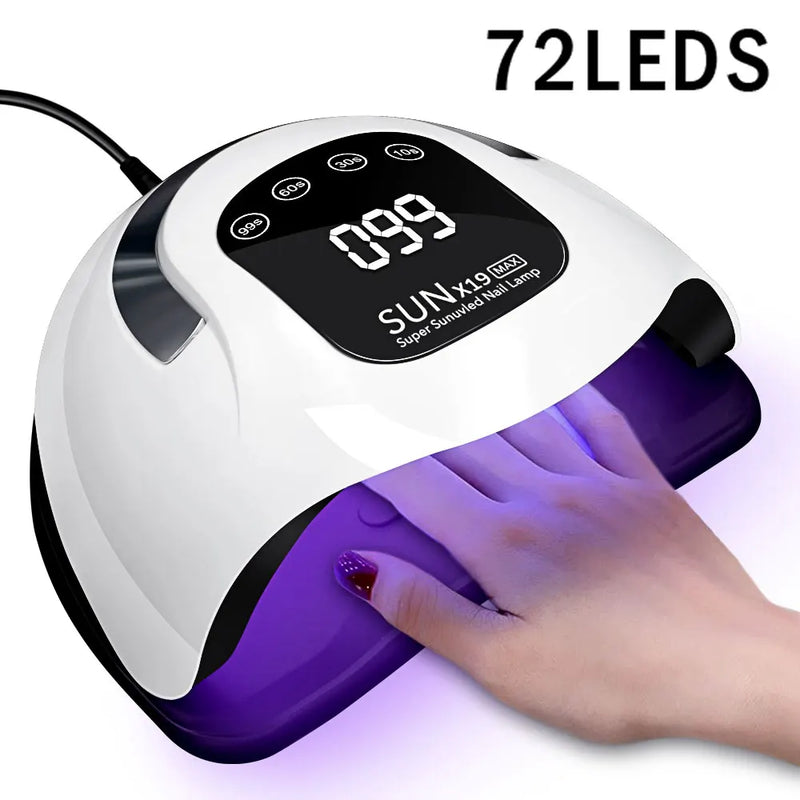 X19 max uv led lâmpada de secagem de unhas profissional uv secador de arte do prego luz para unhas de gel 72 contas cura rápida gel polonês lâmpada