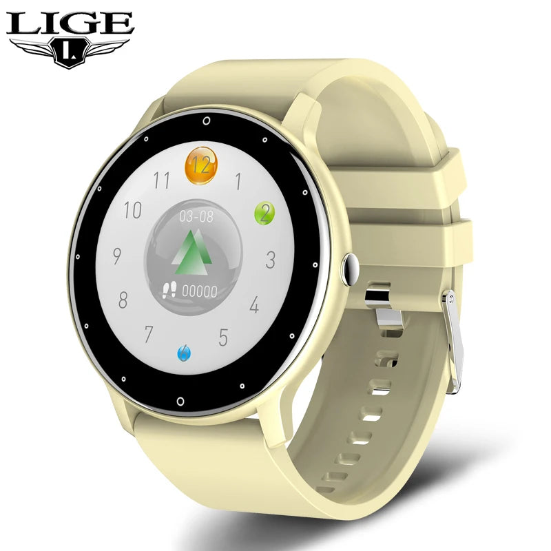 LIGE-Full Touch Screen Relógio Inteligente para Senhoras, Relógio de Fitness Esportes, IP67 À Prova D 'Água,