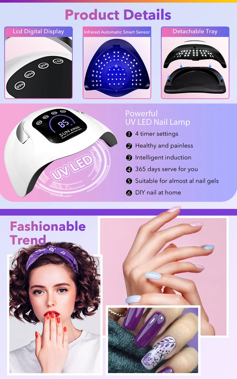 X19 max uv led lâmpada de secagem de unhas profissional uv secador de arte do prego luz para unhas de gel 72 contas cura rápida gel polonês lâmpada