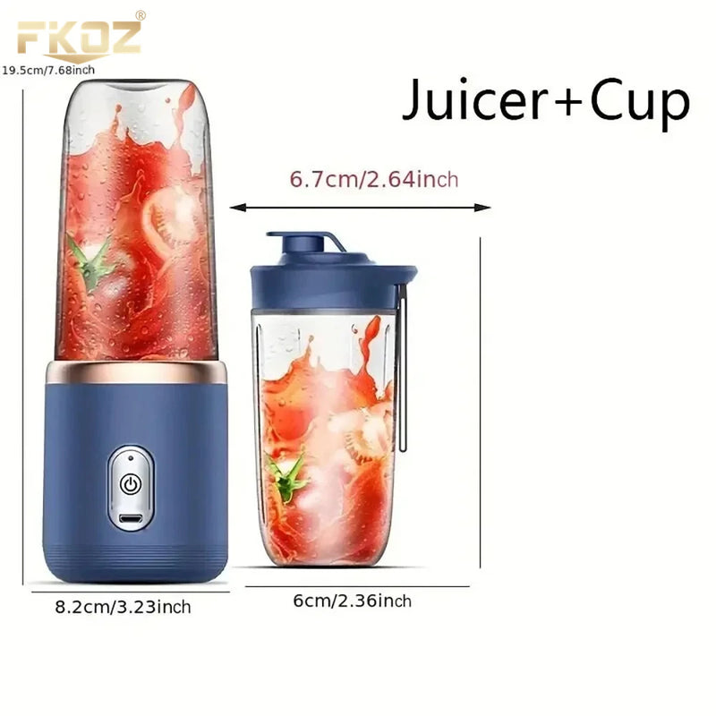 Portable Small Electric Juicer Stainless Steel Blade Cup Juicer Fruit Automatic Smoothie Blender USB rechargeable mini blender