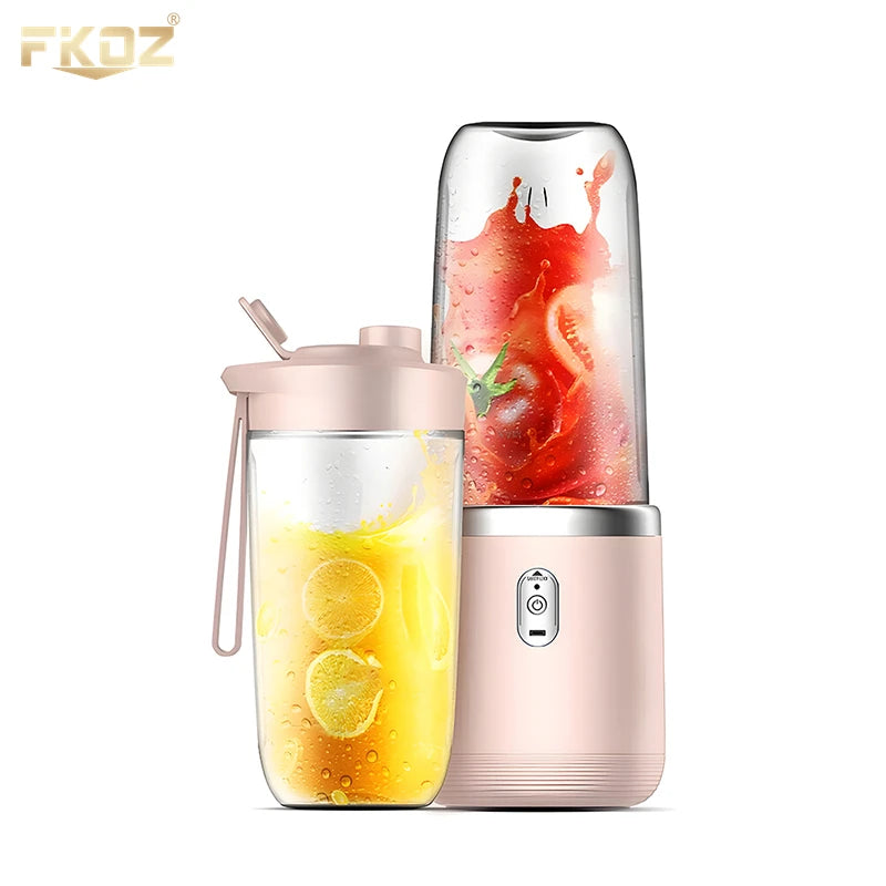 Portable Small Electric Juicer Stainless Steel Blade Cup Juicer Fruit Automatic Smoothie Blender USB rechargeable mini blender