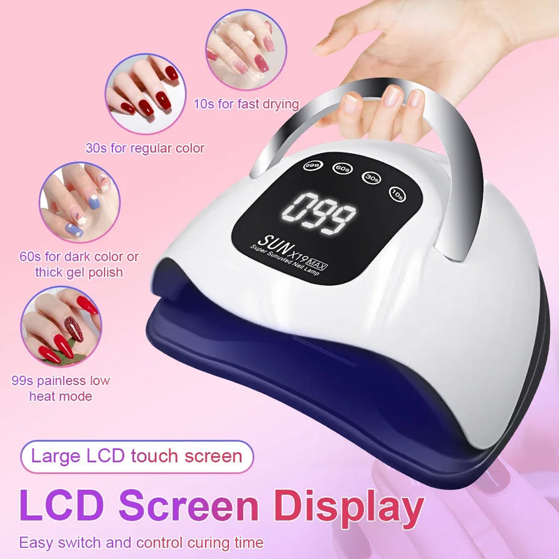 X19 max uv led lâmpada de secagem de unhas profissional uv secador de arte do prego luz para unhas de gel 72 contas cura rápida gel polonês lâmpada